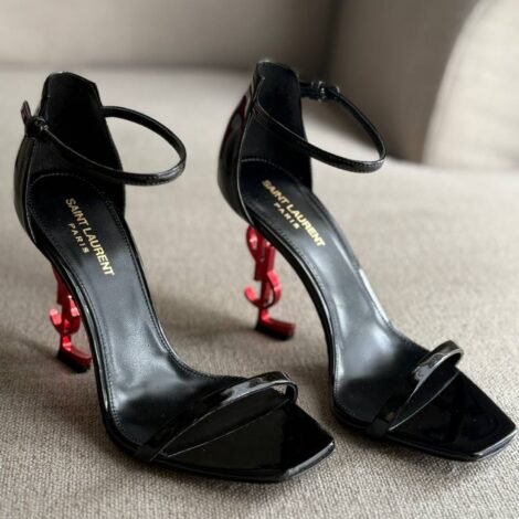 YSL Black Opyum Patent Leather Ankle-Strap