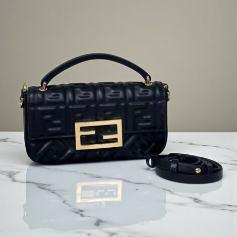 Fendi Baguette Black Nappa Leather Pouch