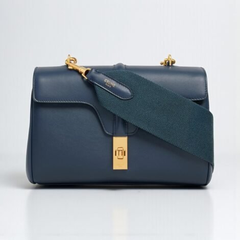 Celine Teen Soft 16 Smooth Calfskin Shoulder Bag in Navy Blue