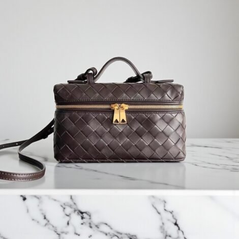 Bottega Veneta Bang Bang Vanity Case  Bag -  Dark Brown