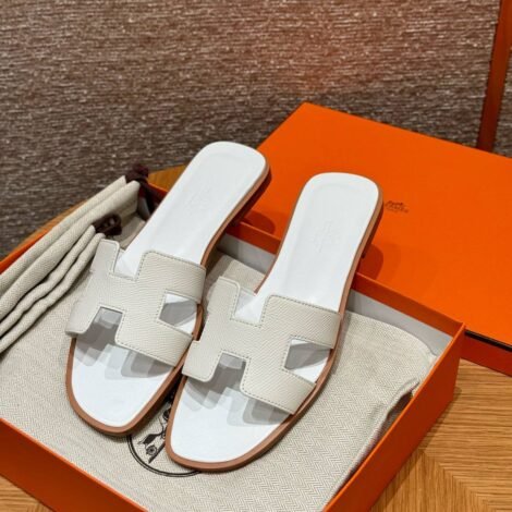 Hermes Oran Epsom Sandal, Blanc