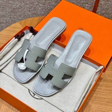 Hermes Oran Epsom Sandal, Blue Glacier
