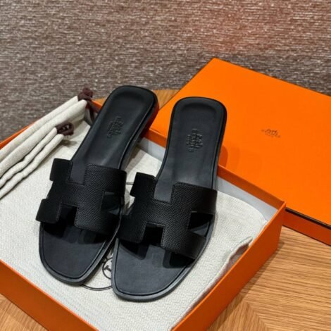 Hermes Oran Epsom Sandal, Black