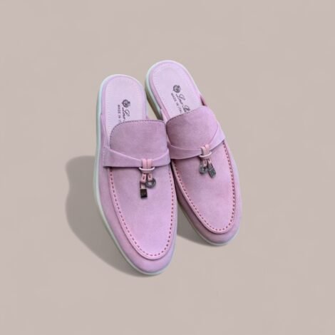 Loro Piana Babouche Charms Walk Loafers In Suede Light Pink