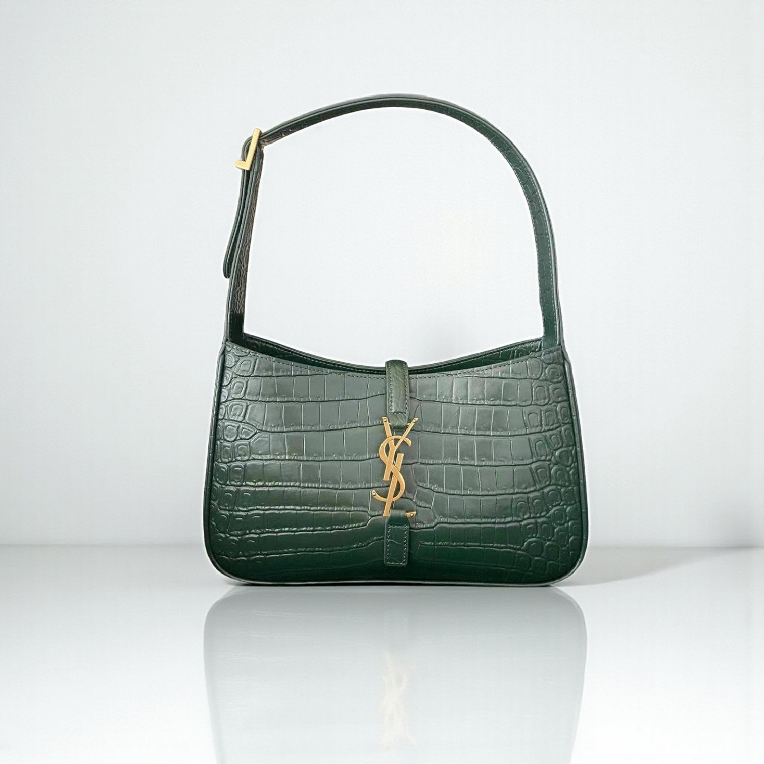 YSL LE 5 À 7 in Crocodile-embossed Shiny Leather