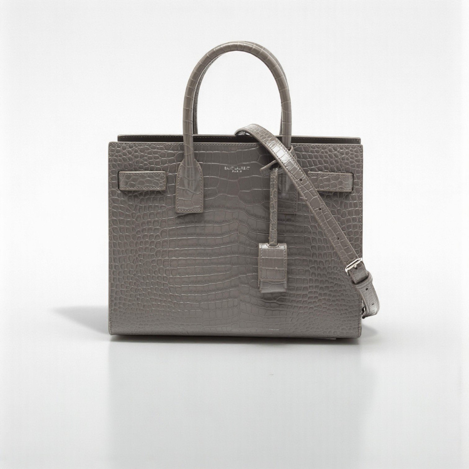 YSL Sac De Jour in Crocodile-Embossed Leather - Small