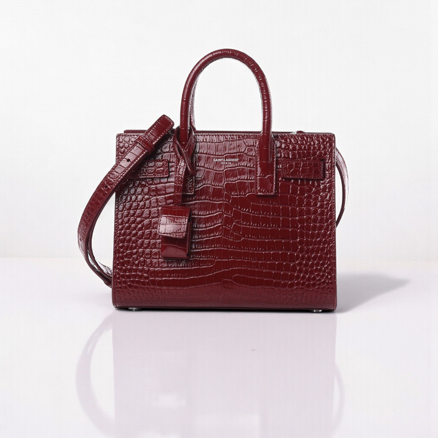YSL Sac De Jour in Crocodile-Embossed Leather - Small